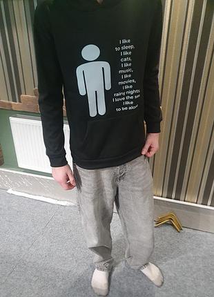 Черное худи "i like cats" 2