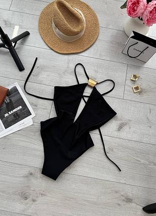 Эффектный слитный купальник с завязками на шее ❤️‍🔥