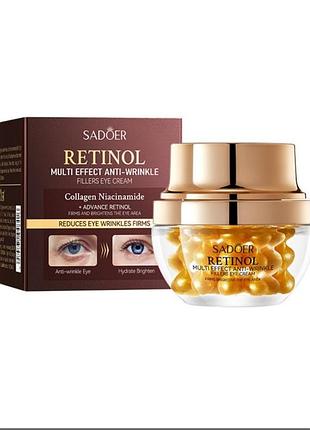 Сыворотка для кожи вокруг глаз в капсулах sadoer retinol multi-effect anti-wrinkle fillers eye cream, с никотинамидом, 35 г