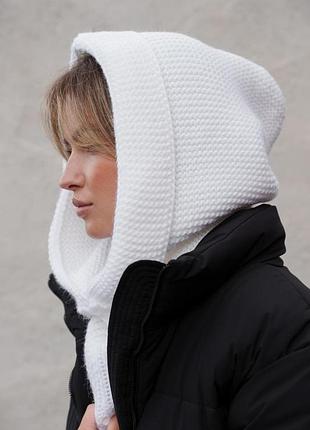 Капор женский теплый вязаный without lisa белый