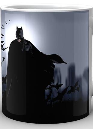 Чашка з принтом біла бетмен batman бетмен кажани bm.02.058 кружка керамічна 0,33