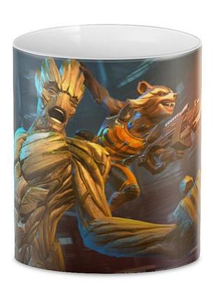 Чашка с принтом белая марвел: битва чемпионов.031 кружка керамическая 0,33