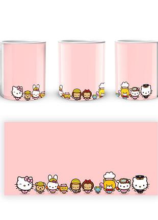 Чашка з принтом hello kitty хелло кітті hk 02.04 кружка керамічна 0,33