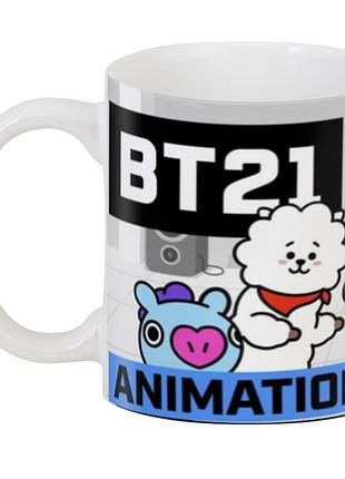 Чашка с принтом bangtan boys bts 02.29 animation кружка керамическая 0,33