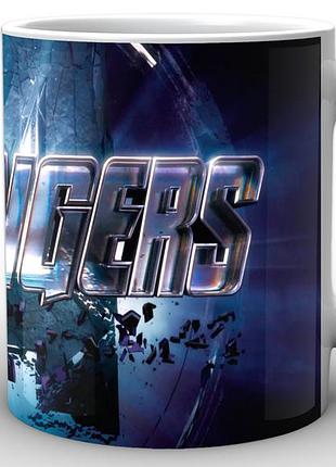 Чашка з принтом біла avengers месники лого ag.02.017 кружка керамічна 0,33