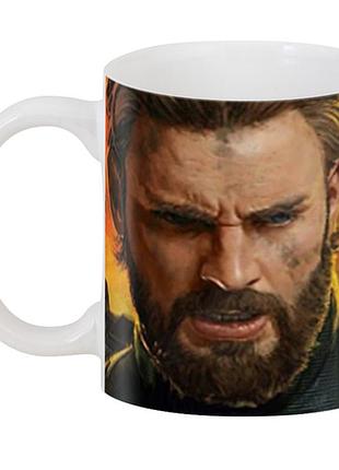 Чашка с принтом капитан америка captain america стив роджерс ca.02.027 кружка керамическая 0,33