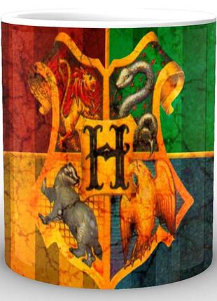 Чашка с принтом harry potter гарри поттер факультеты hp.02.079 кружка керамическая 0,33