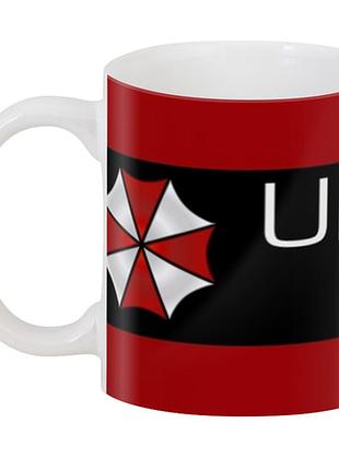 Чашка с принтом белая обитель зла resident evil umbrella corporation re.02.21 кружка керамическая 0,33