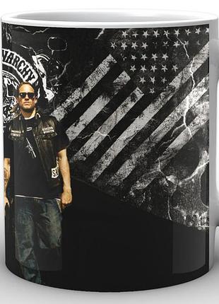 Чашка с принтом белая сыны анархии sons of anarchy джекс и морроу sa.002.08 кружка керамическая 0,33