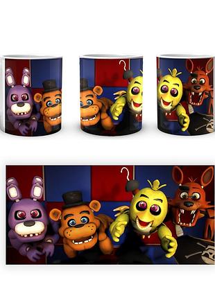 Чашка з принтом five nights at freddys п'ять ночей з фредді четверо аніматорів fn.02.388 кружка керамічна 0,33