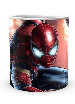 Чашка з принтом людина-павук spider-man на даху sm.02.040 кружка керамічна 0,33