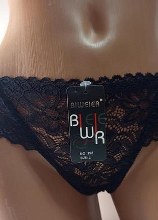 Кружевные трусы biweier 198 черные