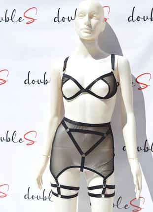 Комплект білизни із сітки та гумок. чашка b, l