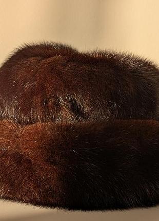 Вінтажна норкова шапка з натурального хутра | 90-ті | ідеальний стан | 59