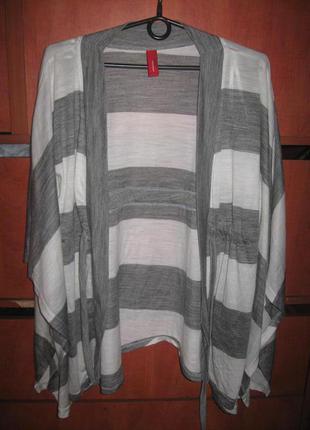 Кімоно-кардиган в смужку біло-сіре