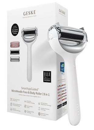 Ролер для голкової мезотерапії обличчя та тіла geske microneedle face&body roller 9в1 white
