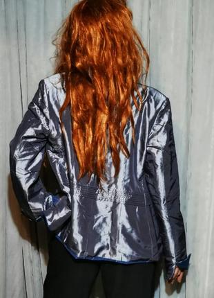 Двусторонний пиджак стальной жакет блейзер вельветовый атласный атлас вельвет5 фото