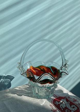 Ваза кошик з гутного скла, лксф