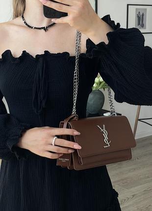 Жіночий клатч з ланцюжком | гладка еко-шкіра, компактний формат