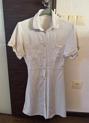 Жіноча лляна сукня світло бежевого кольору