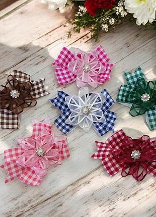 Бантики для волос на резинке из микрофибры 10×7см, цена за упаковку, в упаковке 12шт