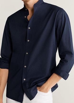 Чоловіча модна сорочка , 100% cotton primark сорочка , синя сорочка з довгими рукавами , молодіжна сорочка недорого , сорочка котонова
