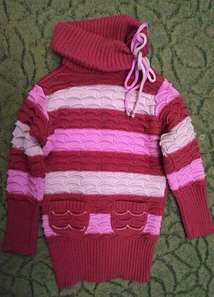 Зимний теплый свитер на девочку 6-7 лет