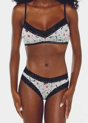 Бралетт savage x fenty holiday print cotton