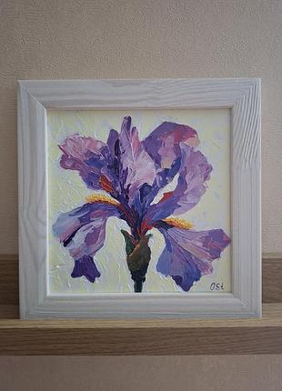 Картина "ірис". олія. оргаліт. 18×18см 2
