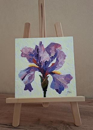 Картина "ірис". олія. оргаліт. 18×18см 3