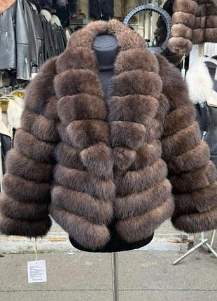 Шуба з натуральним хутром песця