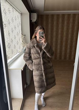 Норкова шуба з набитим підпушком в кольорі колотий лід (nafa)