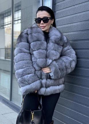 Шуба з натурального хутра песця