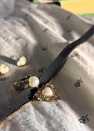 Набір серце біжутерія сережки чокер кільце вінтаж