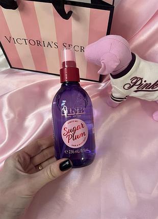 Спрей  sugar plum  victoria’s secret pink hair & body mist спрей для тіла вікторія сікрет