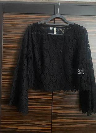 Чорна мереживна блуза bodyflirt (bonprix) 48-50р!