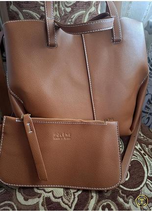Брендовая кожаная сумка polène с косметичкой, отличное состояние
made in spain