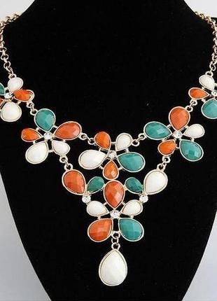 🏵кольє стильне кольорові квіти, нове!!! арт. 9111