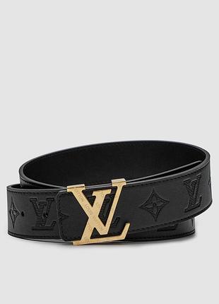 Ремень из гладкой кожи louis vuitton shadow 40mm belt black/gold 115 х 4 см