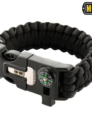 M-tac браслет паракорд с компасом, искровысекателем и свистком black