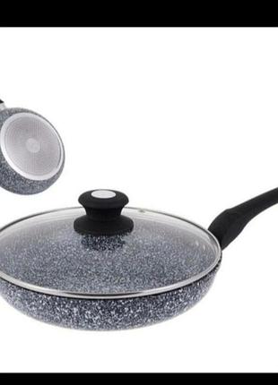 Гранітна сковорода сковорідка з кришкою 26см антипригарна