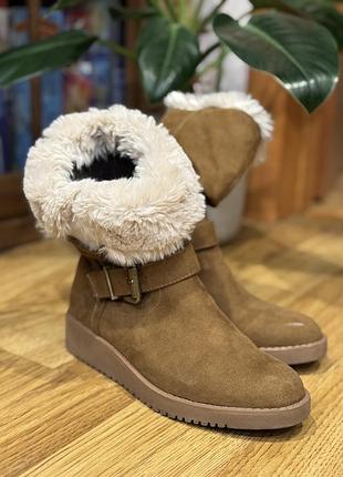 Чобітки замш коричневі демісезонні черевики