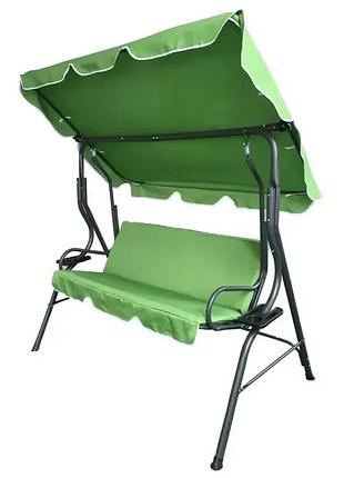 Садова гойдалка volso vs 0742 тримісна зелена з підстаканниками та навісом для літнього відпочинку 170x110x153 см