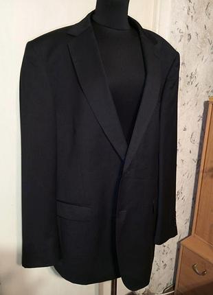 Шерстяной 100% классический черный мужской пиджак батал в состоянии нового dressmann premium