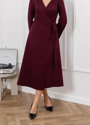 Сукня жіноча на запах бордо