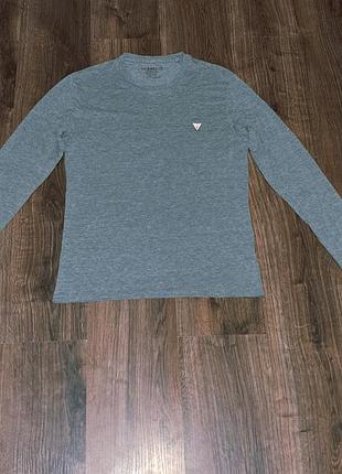 Мужская уникальная серая базовая кофта лонгслив guess оригинал