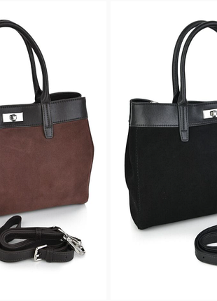 Жіноча сумка натуральна замша/шкіра 30х20 см