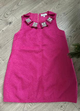 Люксовое платье туника фуксия шерсть шелк