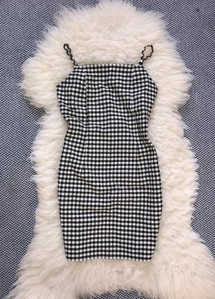 Платье сарафан на гольф кофту клетка клетчатый натуральный бретельки