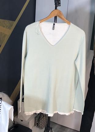 Джемпер мятний теплий жіночий chicoree пуловер світшот прямий